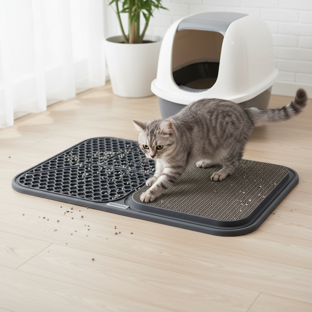 Grey Cat Litter Mat & Scratcher