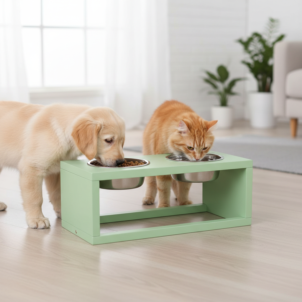 Light Green Elevated Pet Bowls