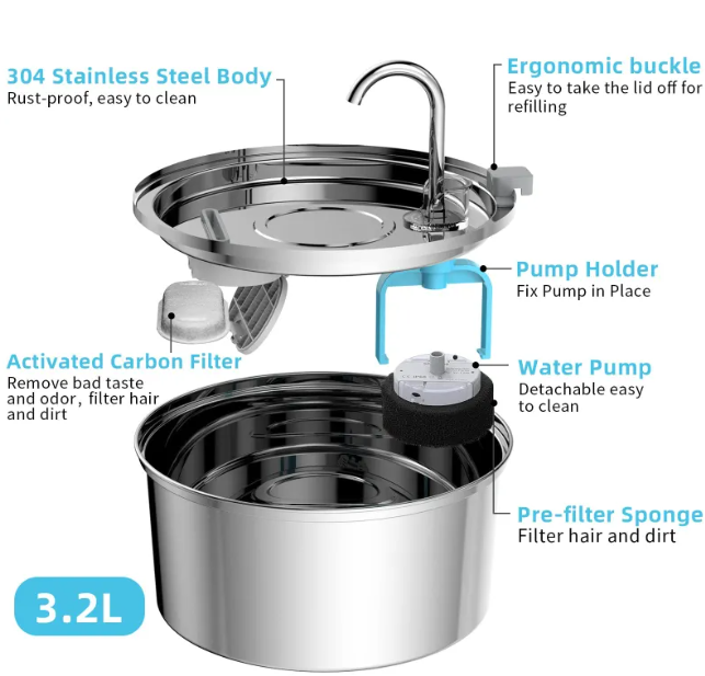 PureFlow™ Stainless Steel Pet Fountain