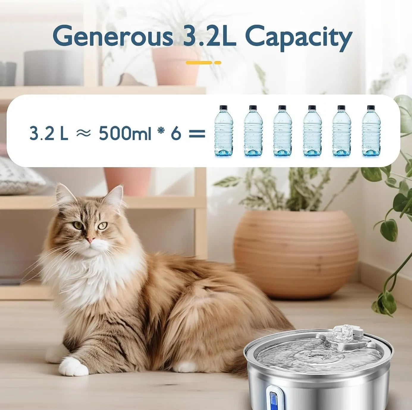 The Premium Paws Hydro-Flow Stainless Fountain