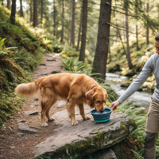 Collapsible Dog Bowl on Trail