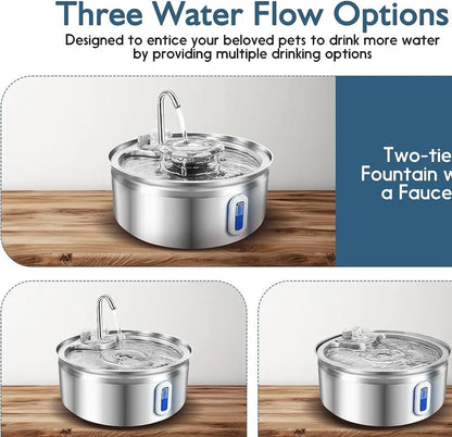 The Premium Paws Hydro-Flow Stainless Fountain
