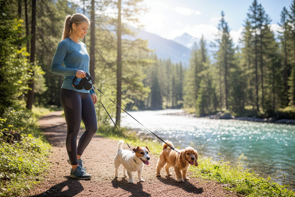 Dual-Track Retractable Leash Lifestyle