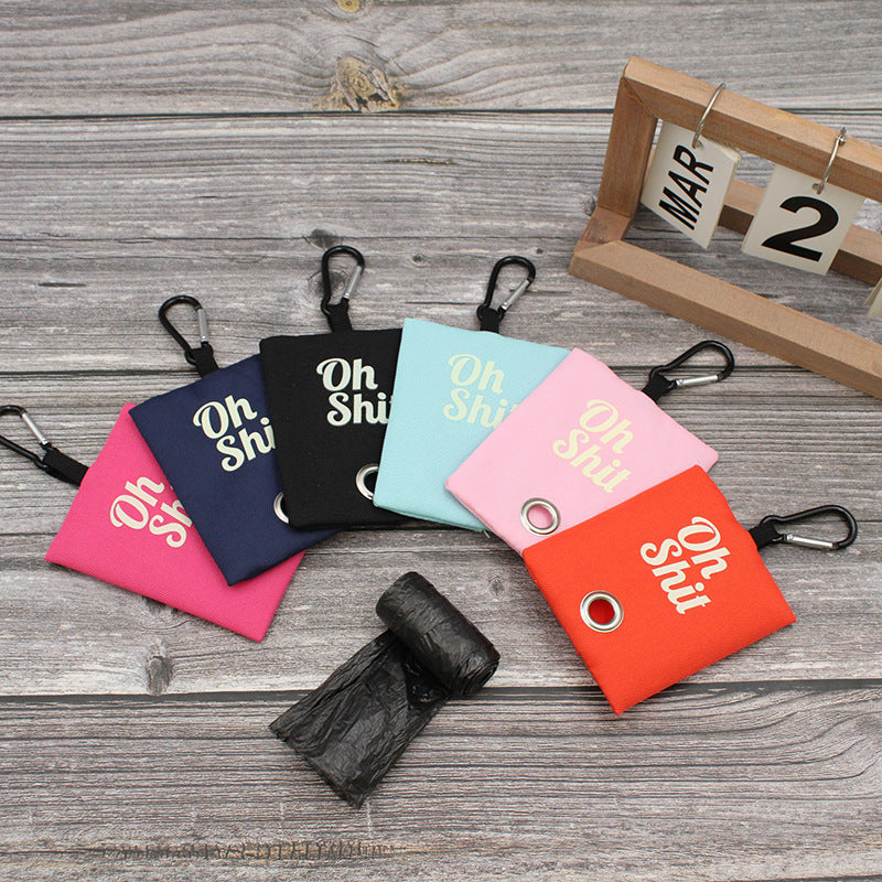 Canvas Dog Poop Bag Keychain with Carabiner Clip