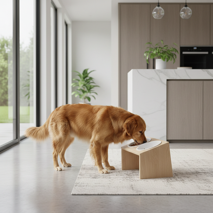 Elevated Pet Bowls with Dog