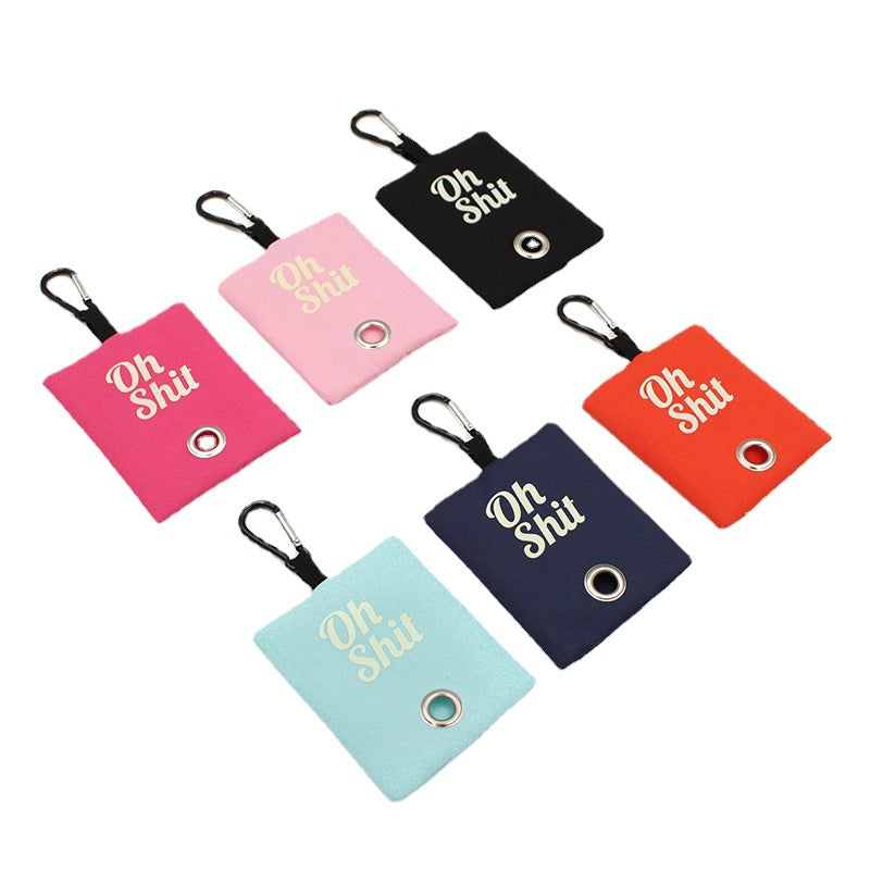 Canvas Dog Poop Bag Keychain with Carabiner Clip