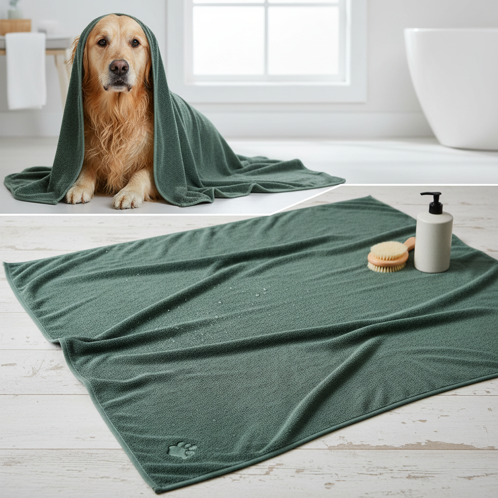 Green Gray Pet Towel