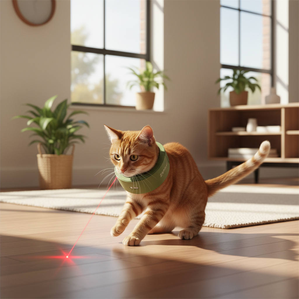 Green Interactive Laser Collar Toy for Cats