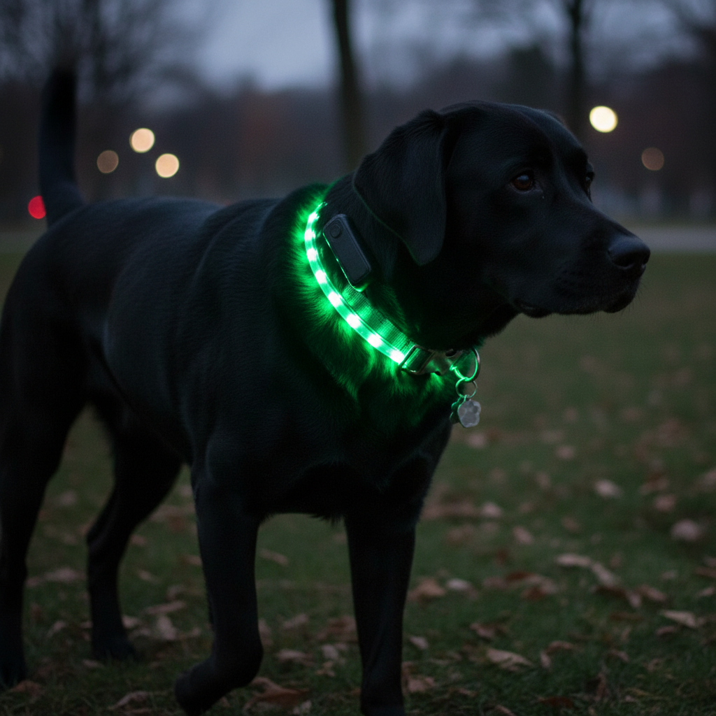 Green LED Light-Up Pet Collar