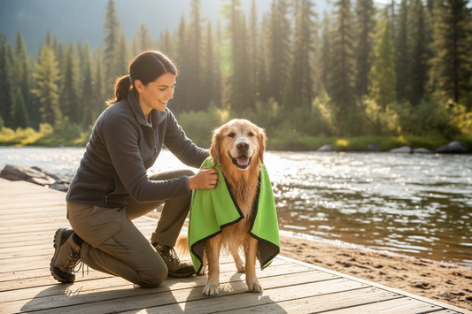 Green Microfiber Pet Towel Lifestyle
