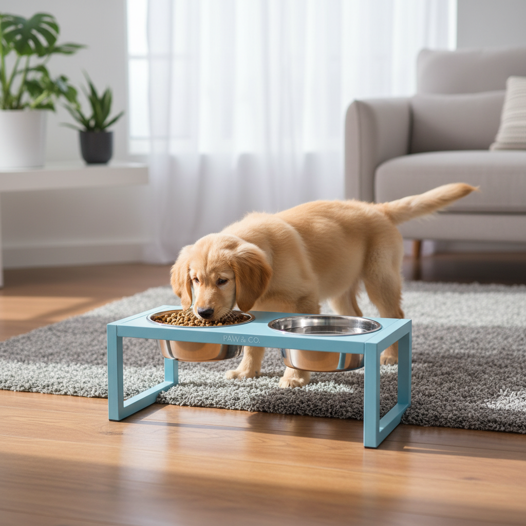 Light Blue Elevated Pet Bowls