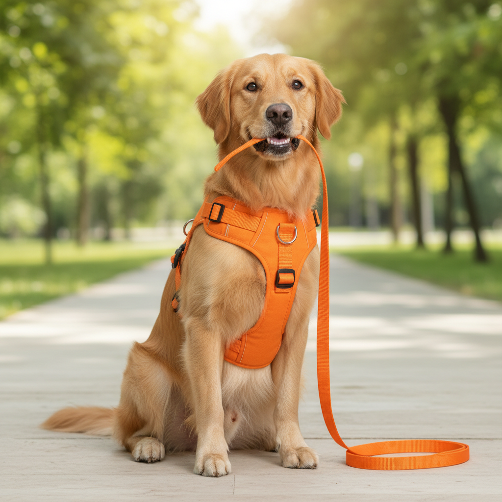 Orange Oxford Pet Vest & Leash