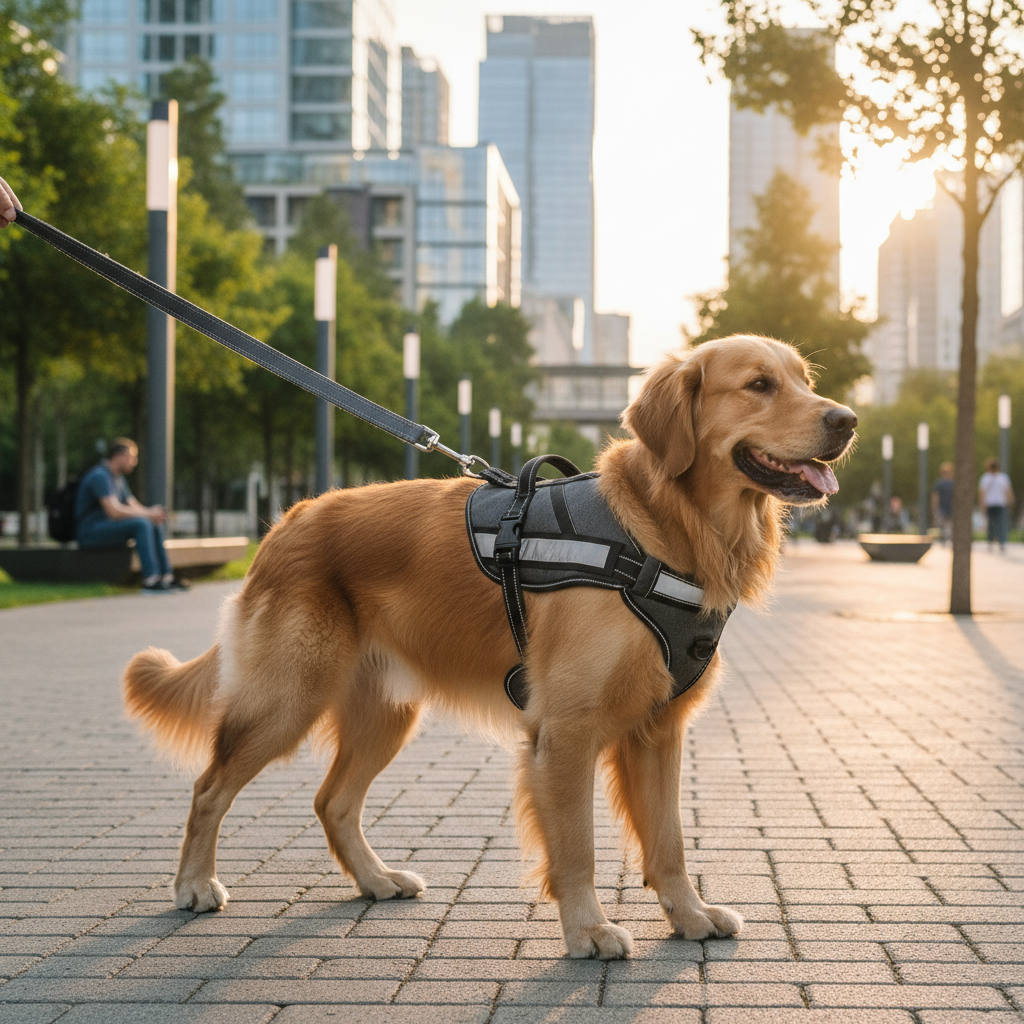 Oxford Pet Vest and Leash Set in Use