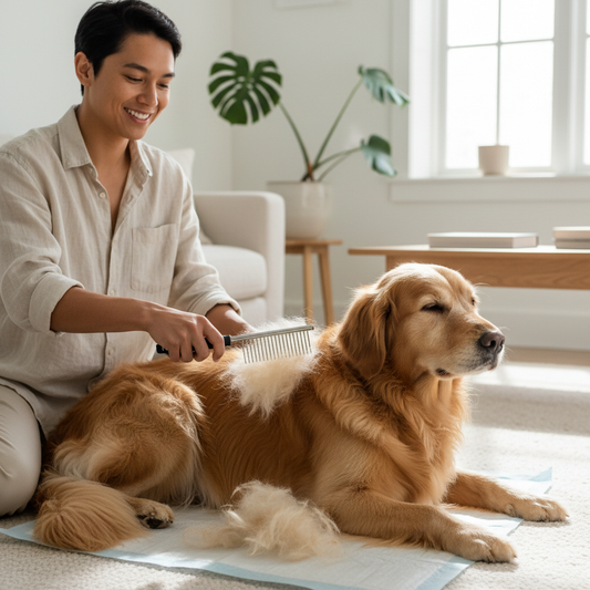 Pet Grooming Comb with Golden Retriever