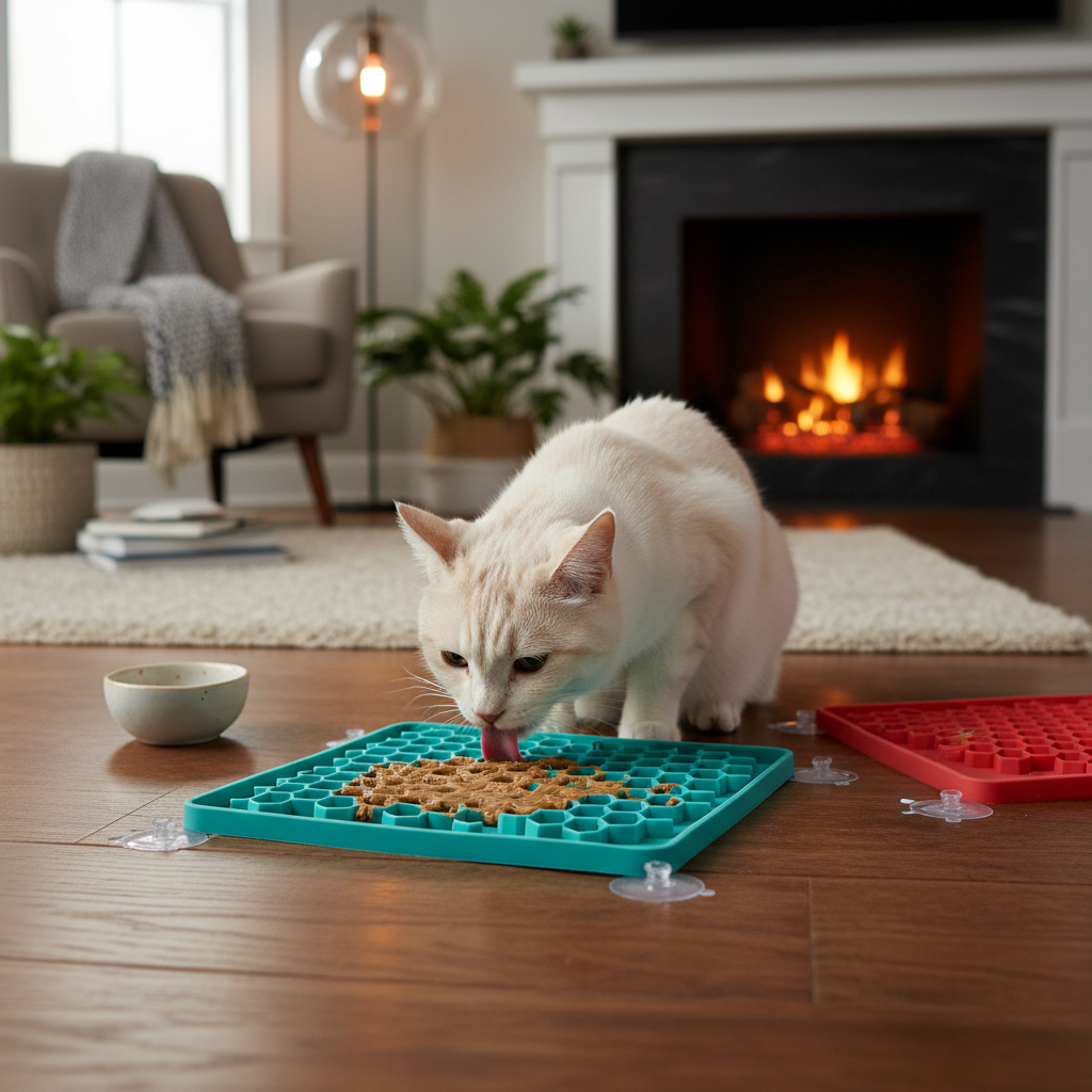 Pet Lick Mat with Cat