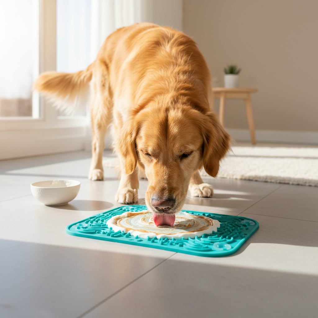 Pet Lick Mat with Dog