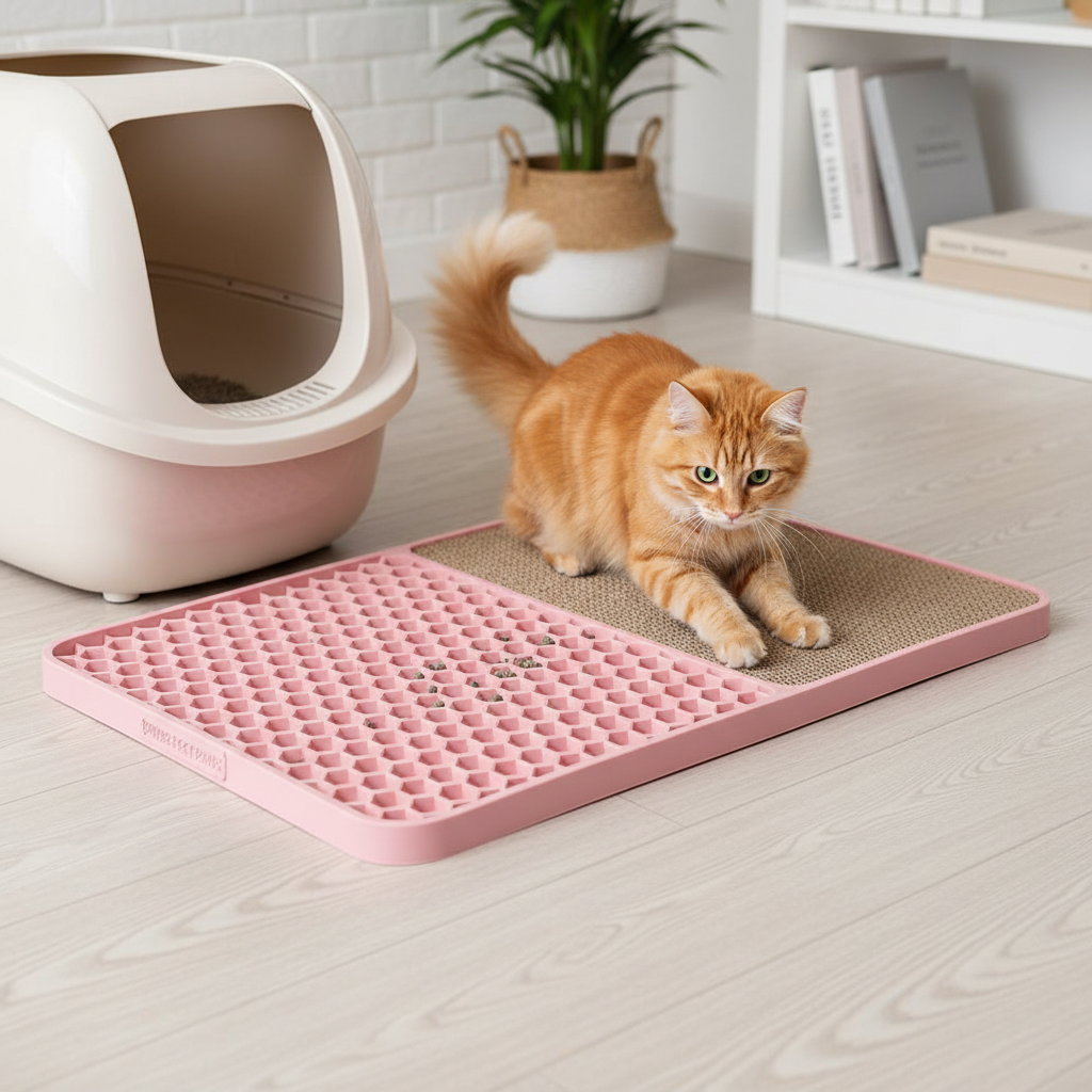 Pink Cat Litter Mat & Scratcher