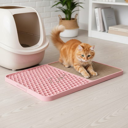 Pink Cat Litter Mat & Scratcher