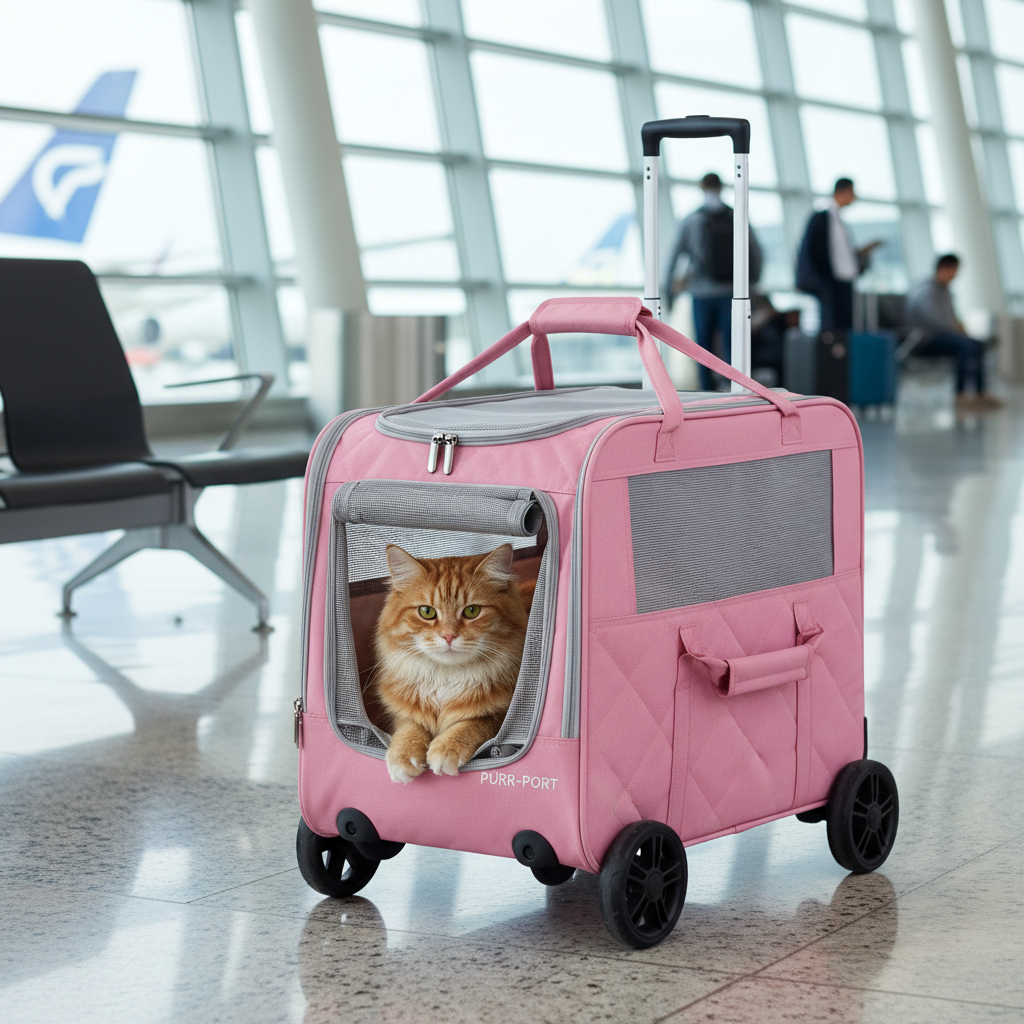 Pink Wheeled Cat Carrier