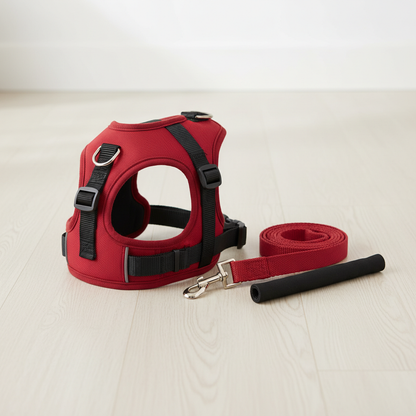 Red Oxford Pet Vest & Leash