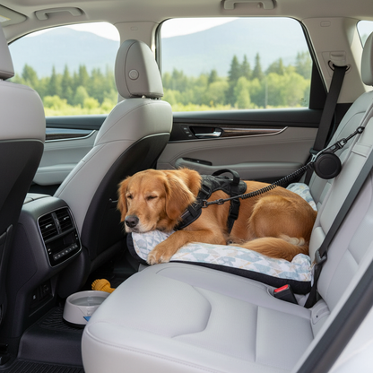 Retractable Pet Seat Belt with Dog