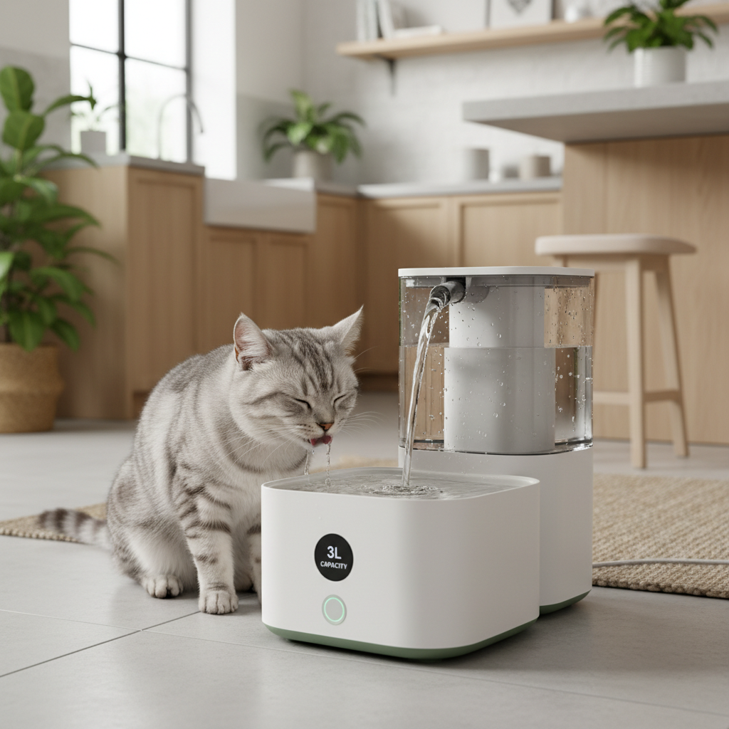 Smart Pet Water Fountain with Cat