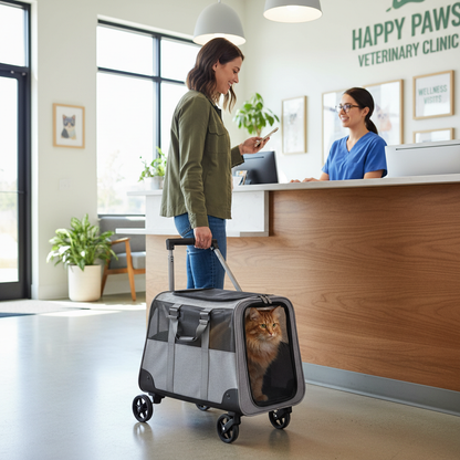 Wheeled Cat Carrier at Vet