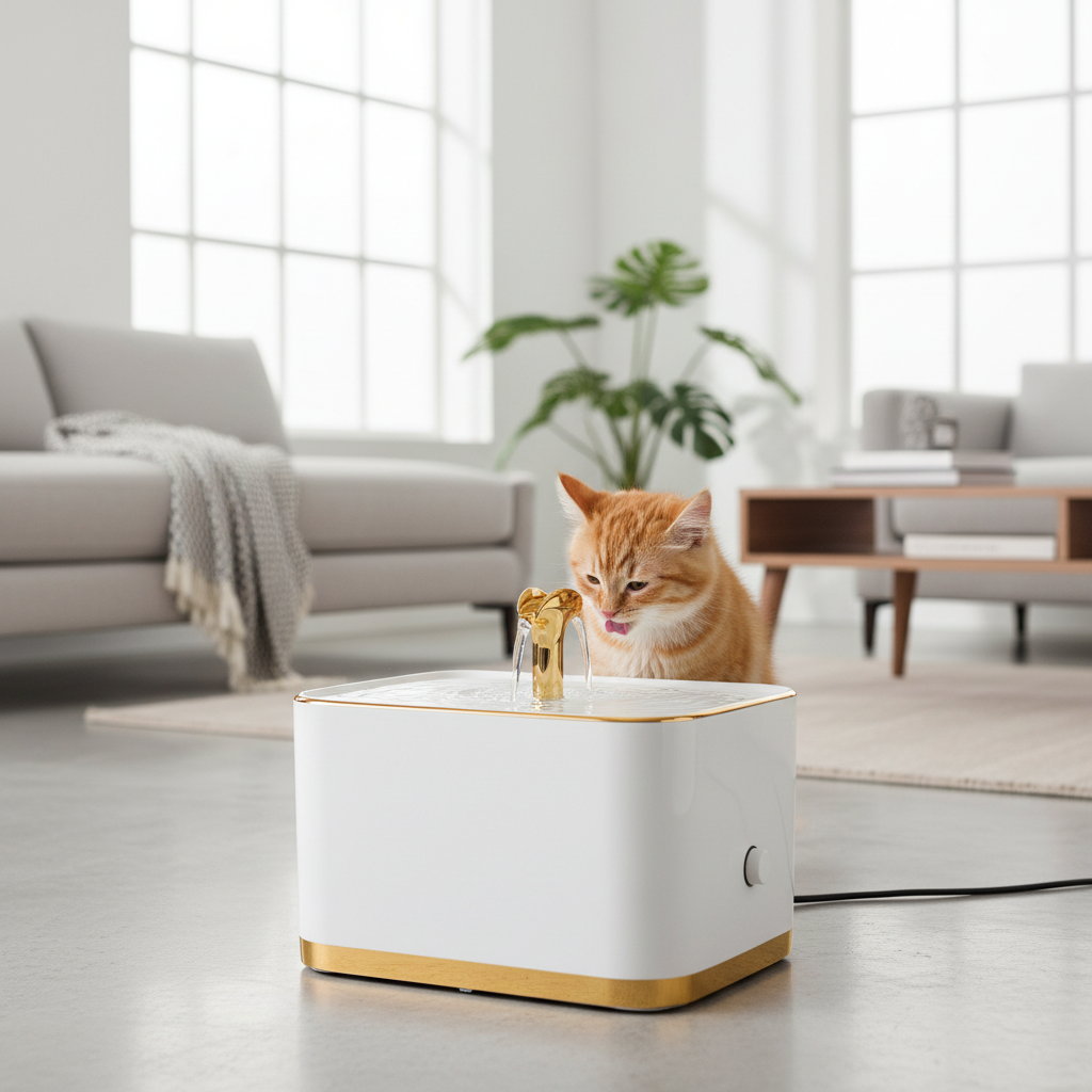 White Golden Edge Water Fountain